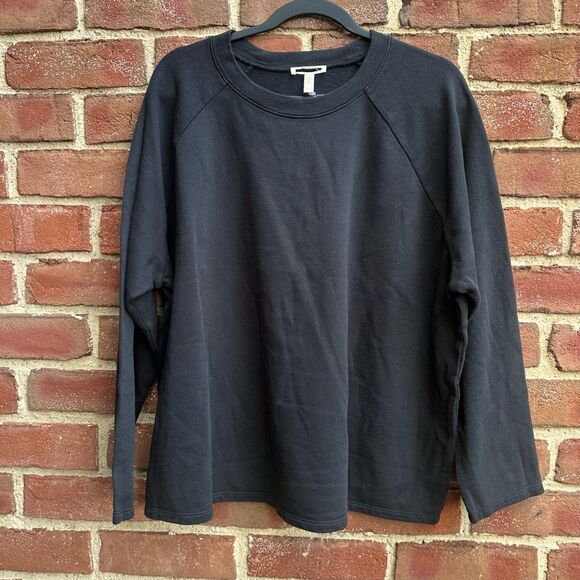 Eileen Fisher $178 Organic-Cotton Hemp Crew Neck terry sweatshirt Large NEW - Picture 1 of 8